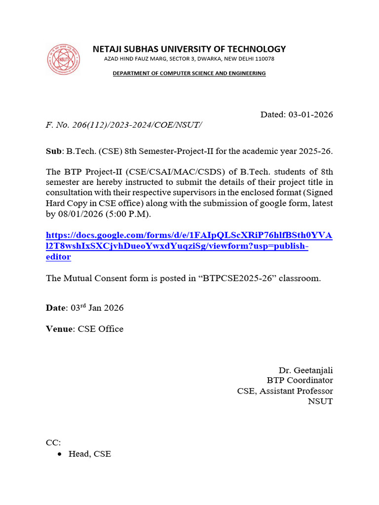 BTP-II First Notice | PDF