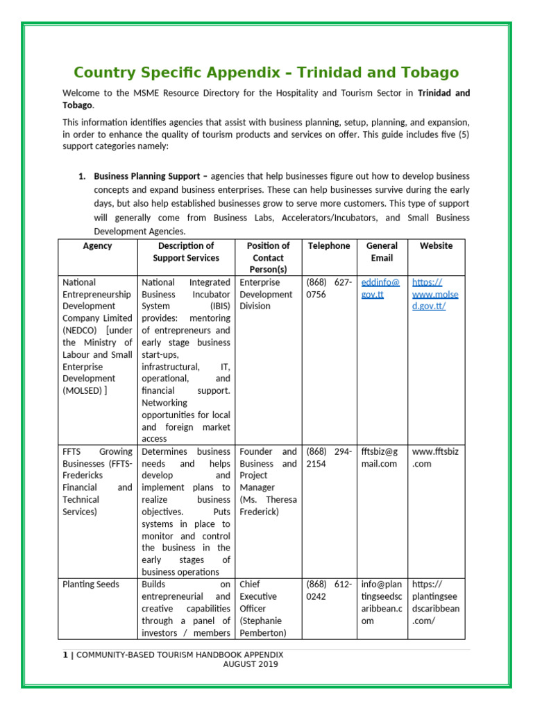 Country Specific Appendix Trinidad and Tobago August 2019 | PDF ...