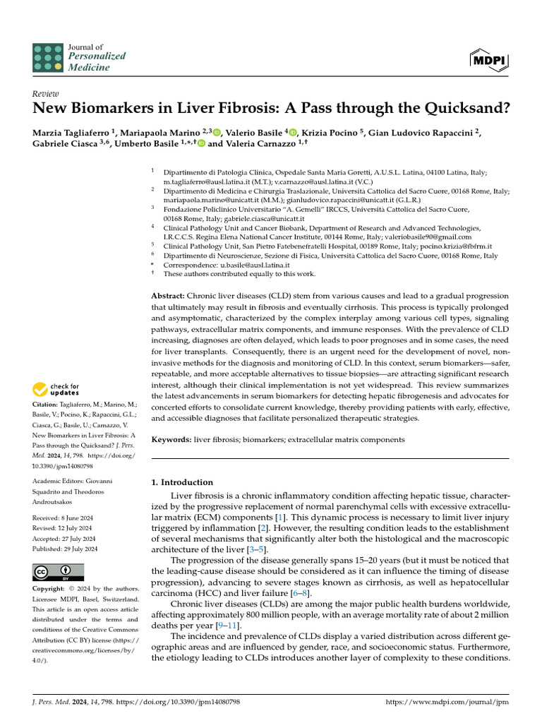 New Serum Biomarkers for Liver Fibrosis | PDF | Cirrhosis | Angiogenesis