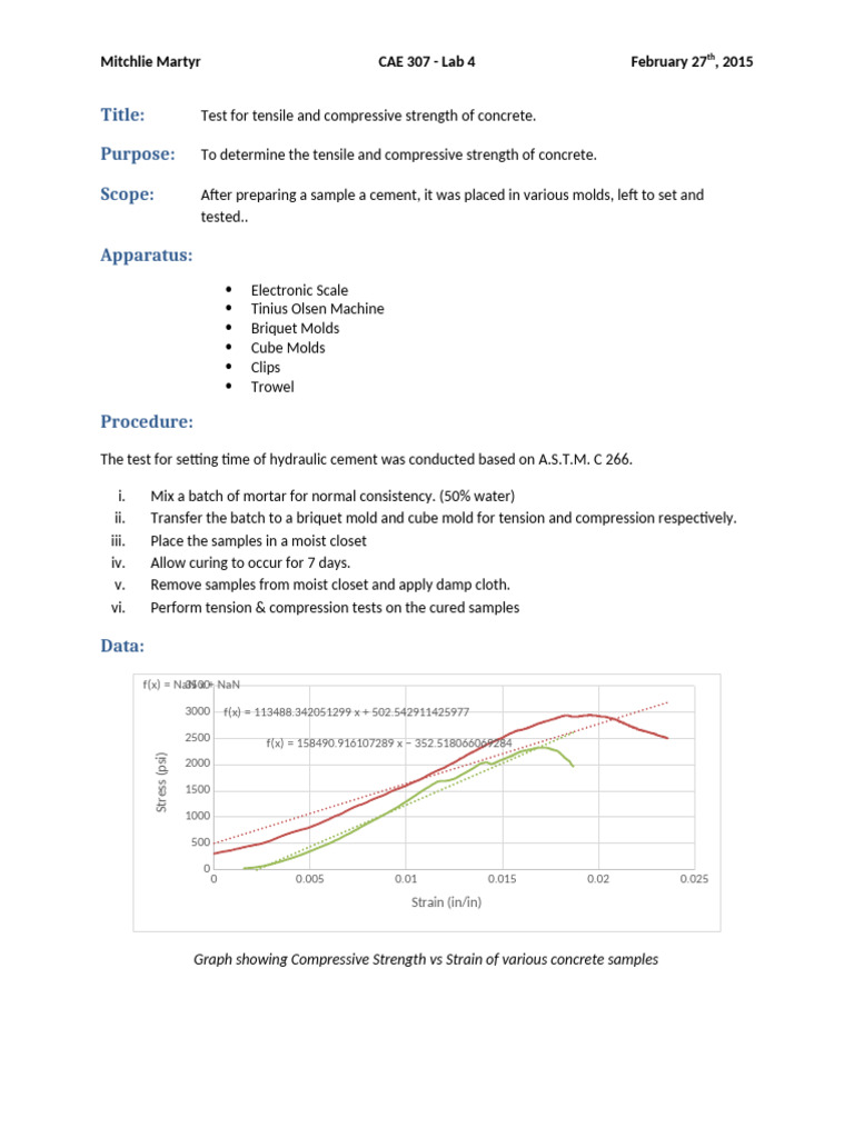 Concrete Strength Testing Results | PDF | Concrete | Ultimate Tensile ...