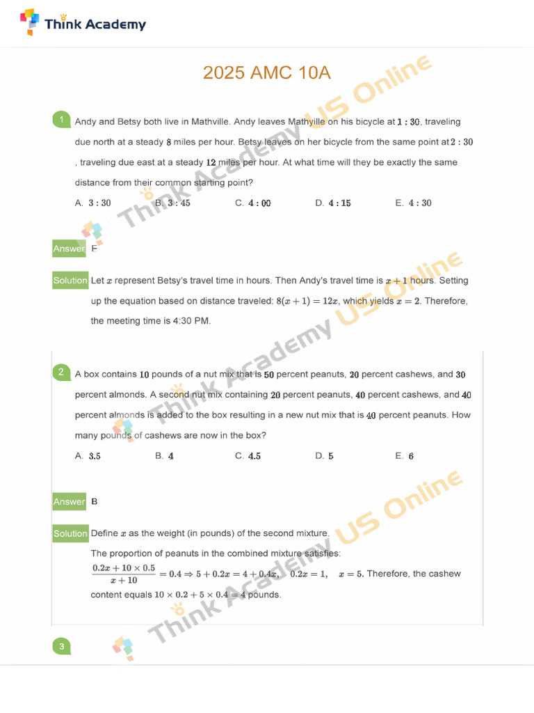 2025 AMC 10A Solution | PDF