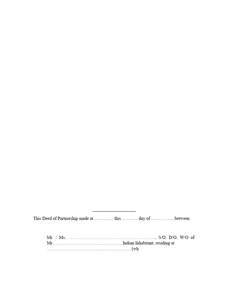 Partnership Deed_Standard format - Firm and LLP Common template_Ver 1.2 ...