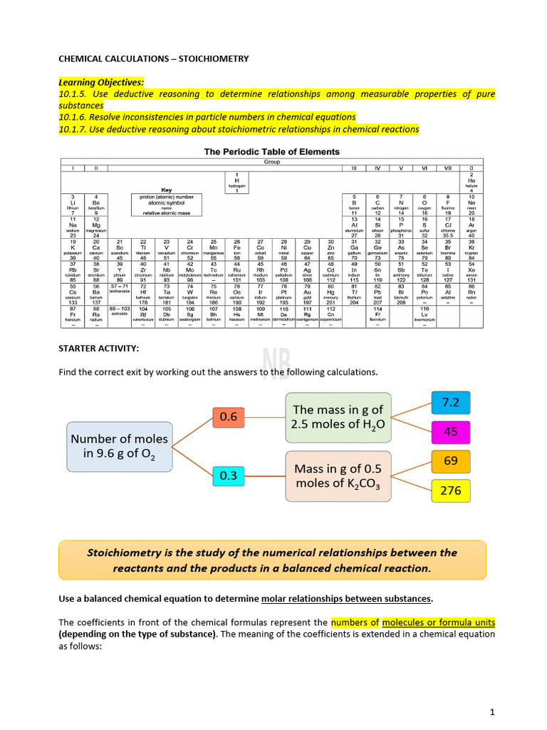 Stoichiometry and Chemical Calculations Guide | PDF | Stoichiometry ...