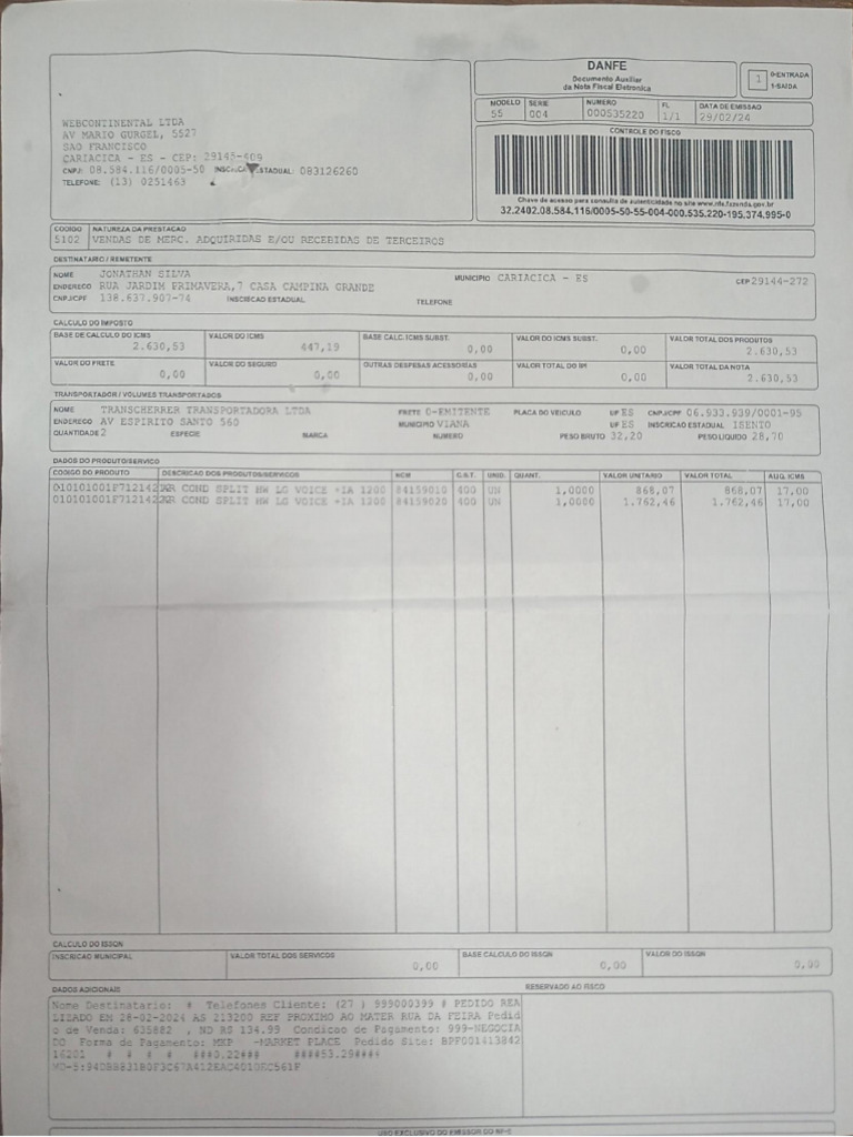 DANFE: Documento Fiscal Eletrônico | PDF | Business | Documentos ...