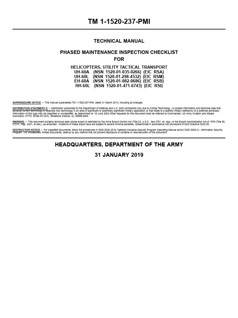 UH-60 Helicopter Maintenance Checklist | PDF | Sikorsky Uh 60 Black ...