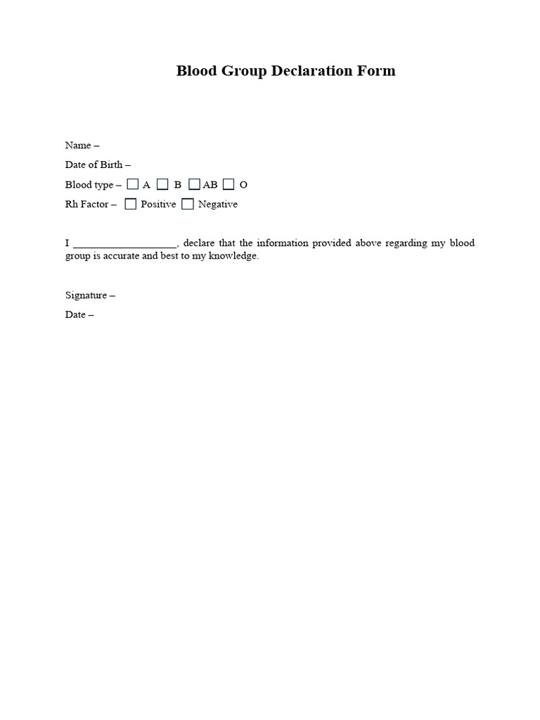 Blood Group Declaration Form | PDF