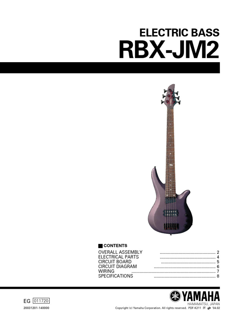 RBX-JM2 Electric Bass Service Manual | PDF | Resistor | Capacitor