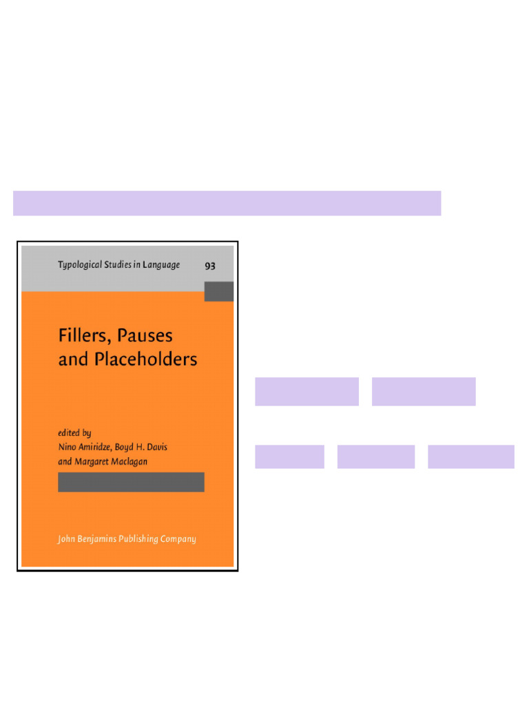 Fillers Pauses and Placeholders 1st Edition Nino Amiridze (Ed.) - ebook ...
