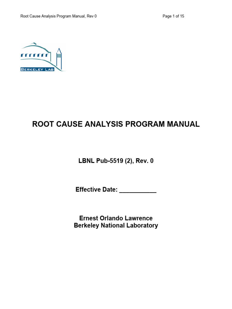 Root Cause Analysis Program Manual | PDF | Causality | Analysis
