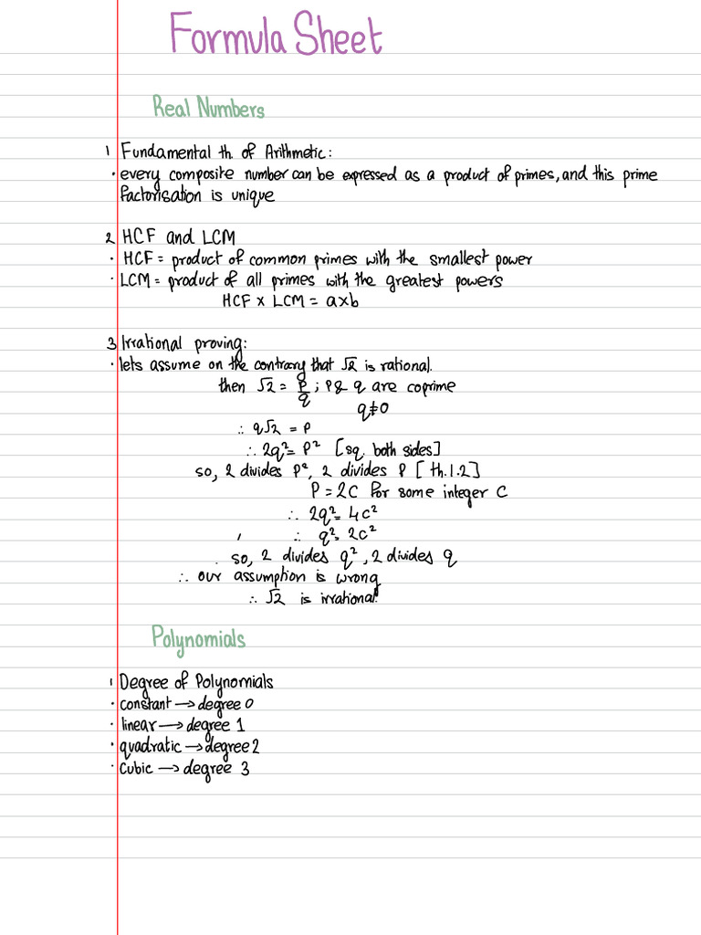 Math Formula Sheet | PDF
