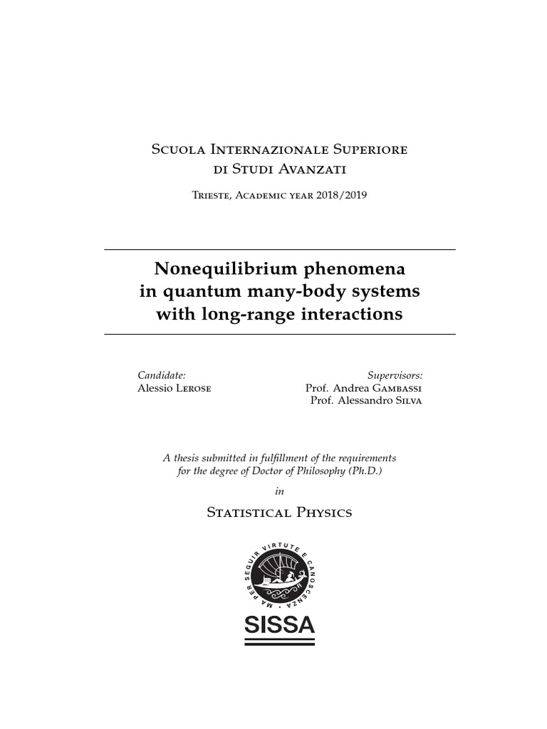 Nonequilibrium Quantum Dynamics Thesis | PDF | Statistical Mechanics ...