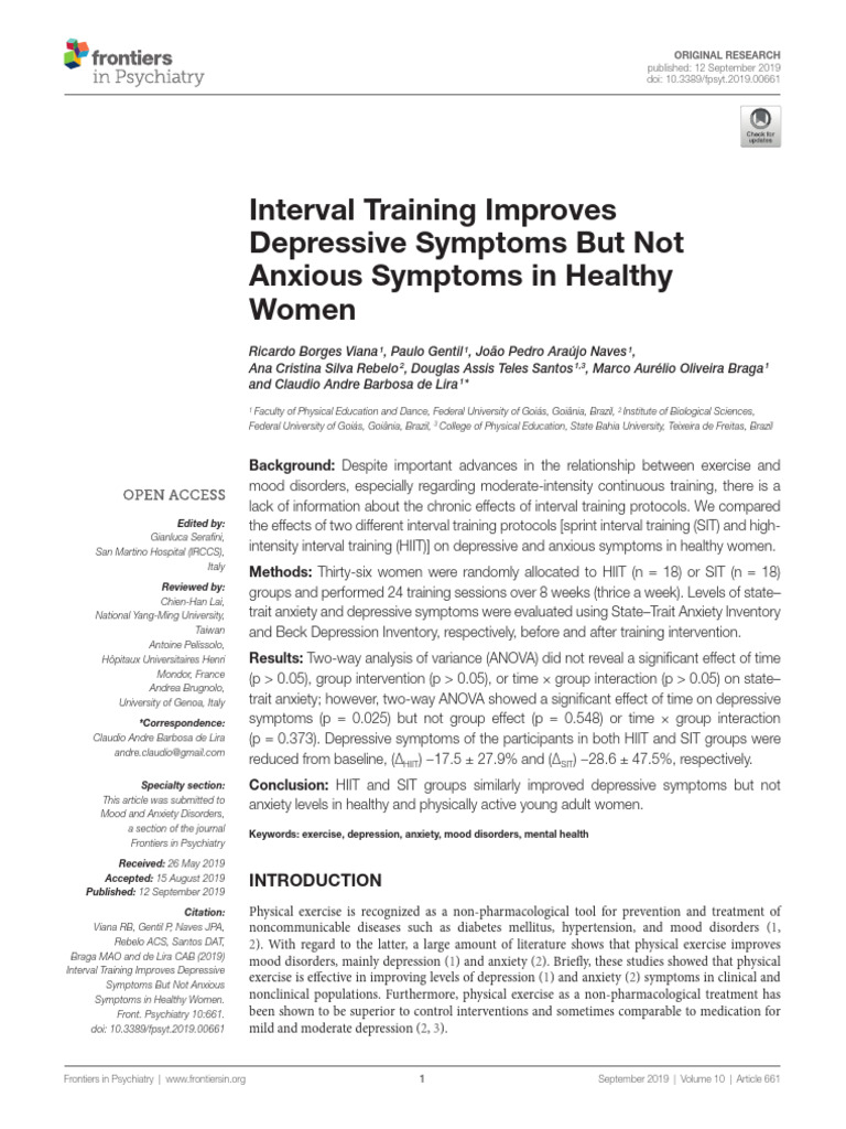 fpsyt-10-00661 | PDF | High Intensity Interval Training | Physical Fitness