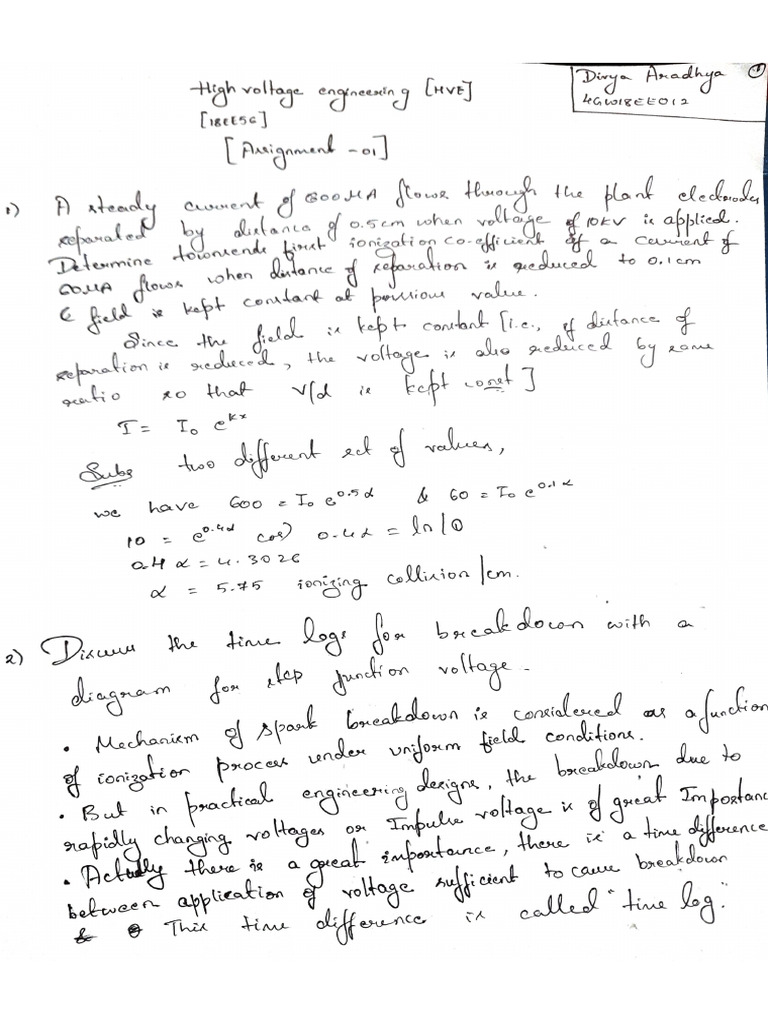 4GW18EE012 Divya Aradhya (Assignment 1) | PDF