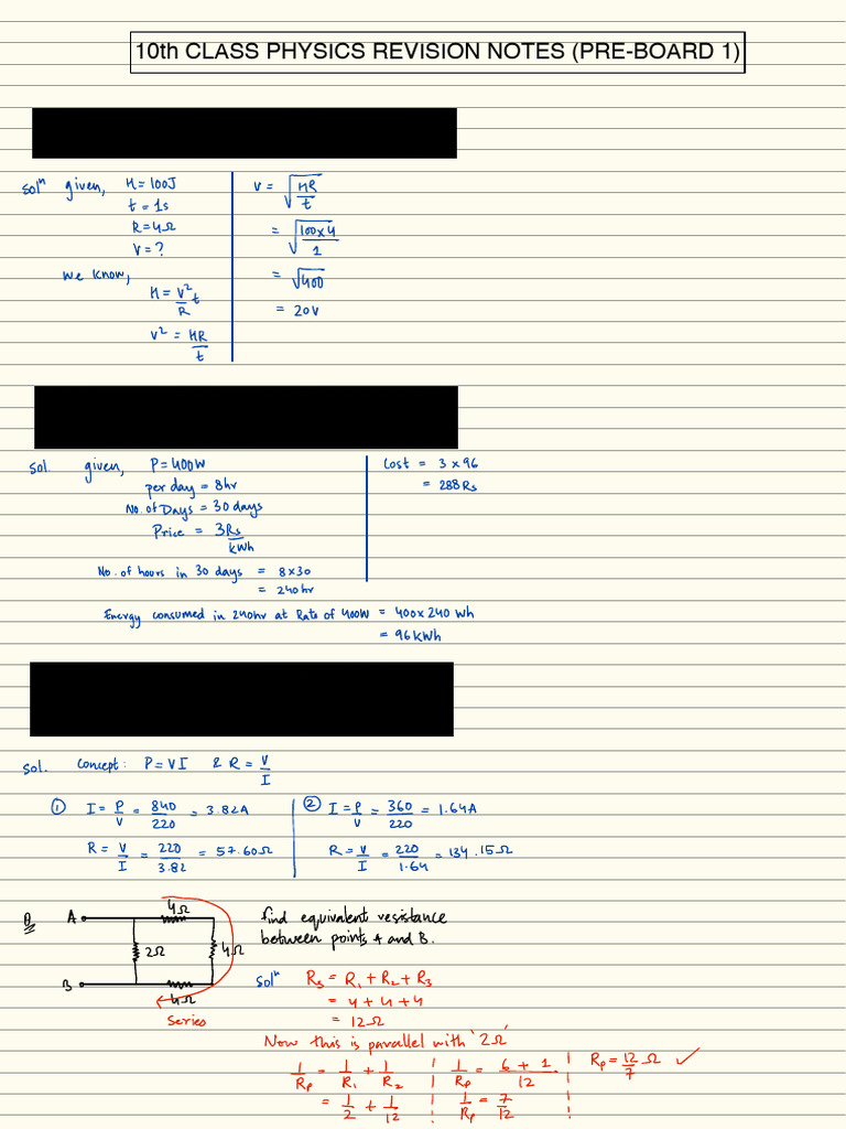 10th Revision Notes PREboard 1 25 26 | PDF