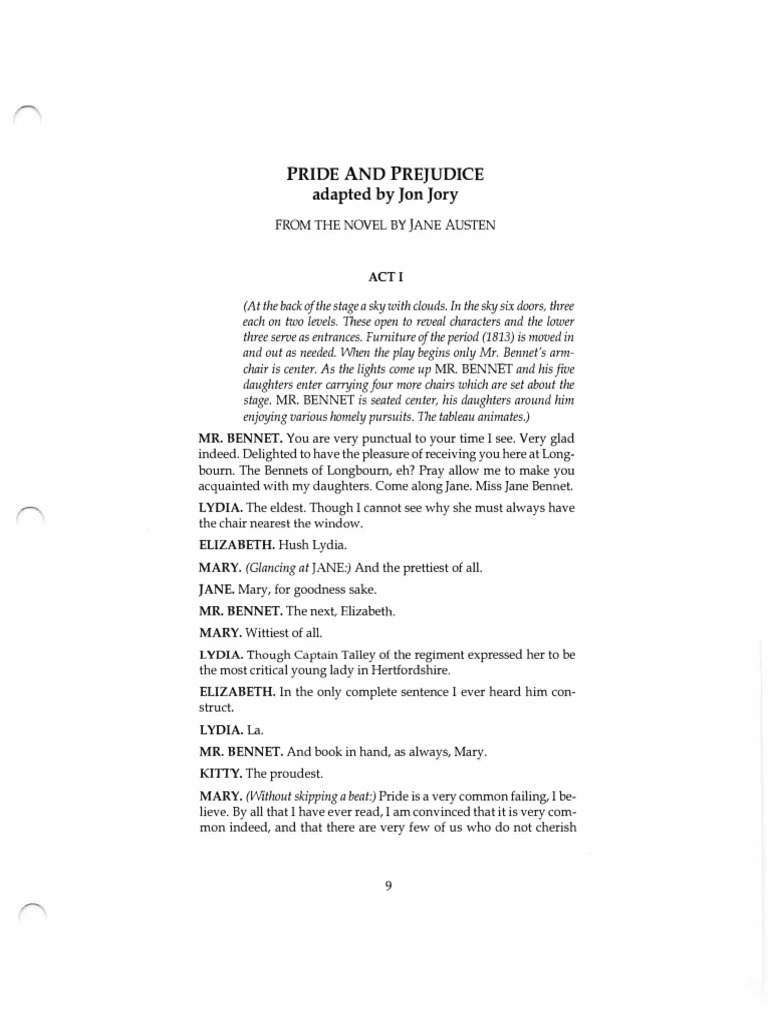 Pride and Prejudice Adaptation Script | PDF | Pride And Prejudice | Mr ...