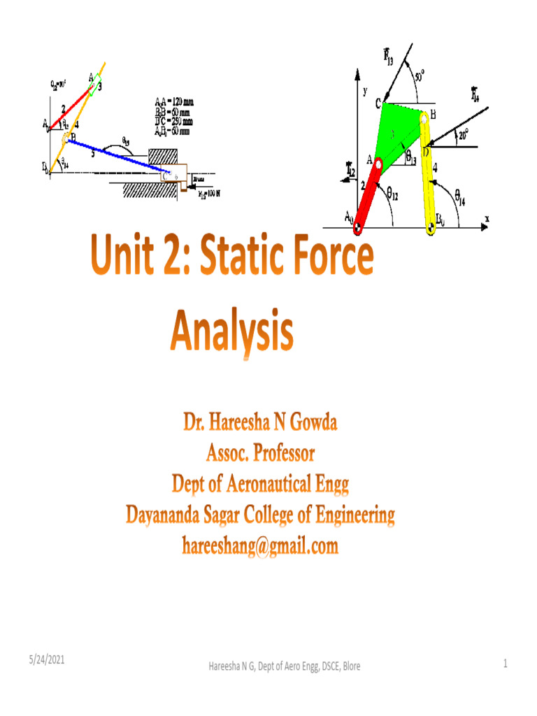 Static Force Analysis in Mechanisms | PDF | Force | Torque