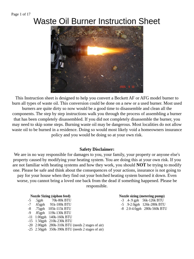 Waste Oil Burner Conversion Guide | PDF | Mechanical Engineering