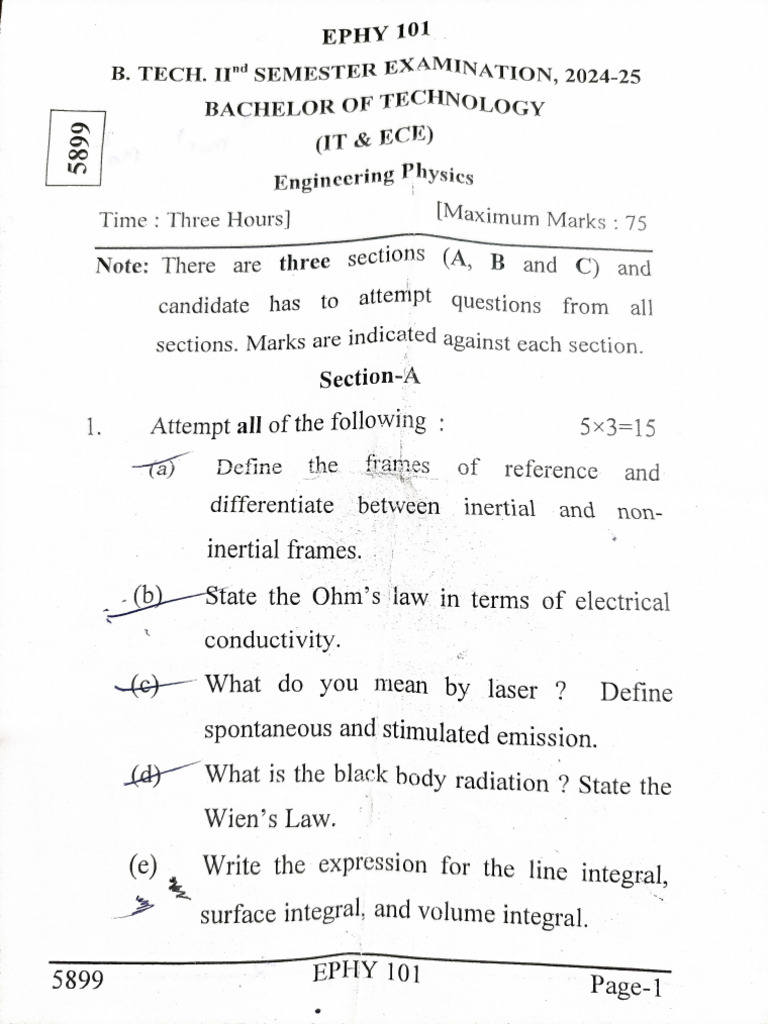 Phy Second Sem Paper | PDF