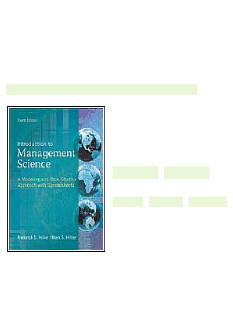 Solutions Manual to accompany Introduction to Management Science 4th ...