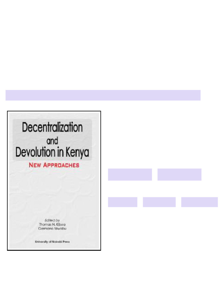 (Ebook) Decentralization and Devolution in Kenya : New Approaches by ...