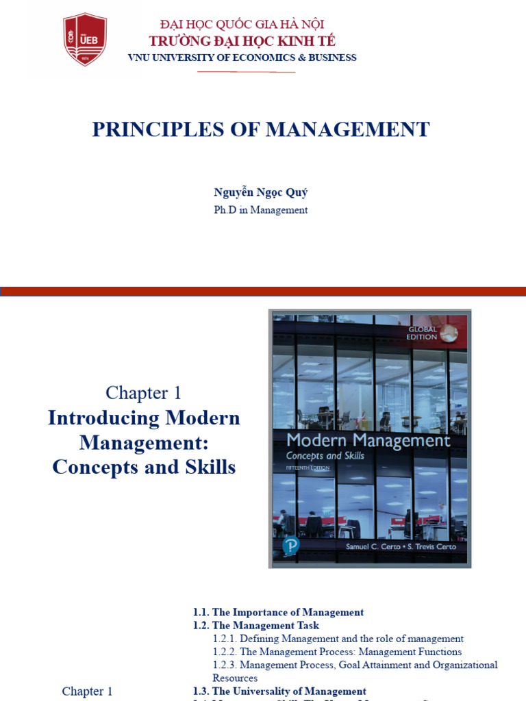 Principles of Management Chapter 01 Quy | PDF | Goal | Skill