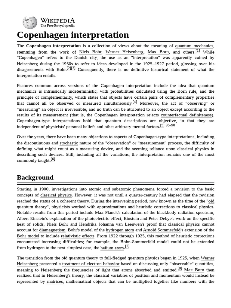 Copenhagen Interpretation of Quantum Mechanics | PDF | Scientific ...