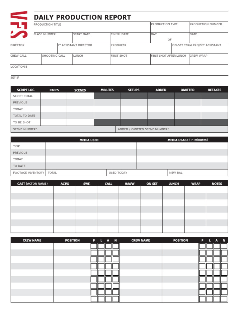 Daily Film Production Report | PDF