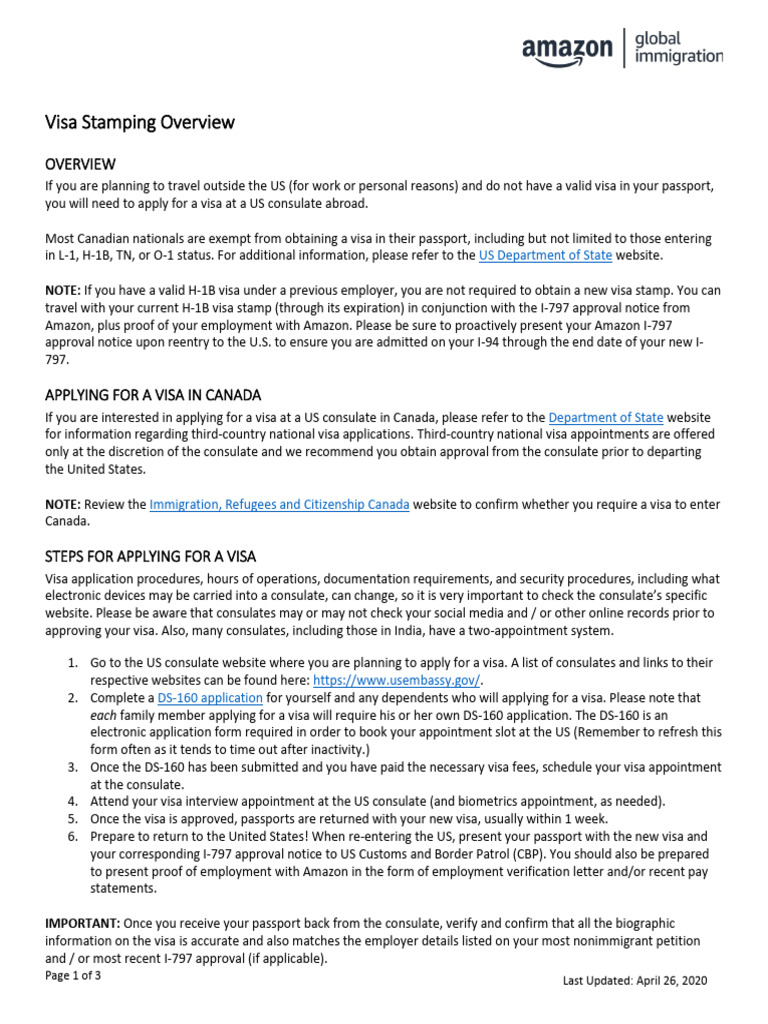 Visa Stamping Guide for US Travelers | PDF | Travel Visa | H 1 B Visa