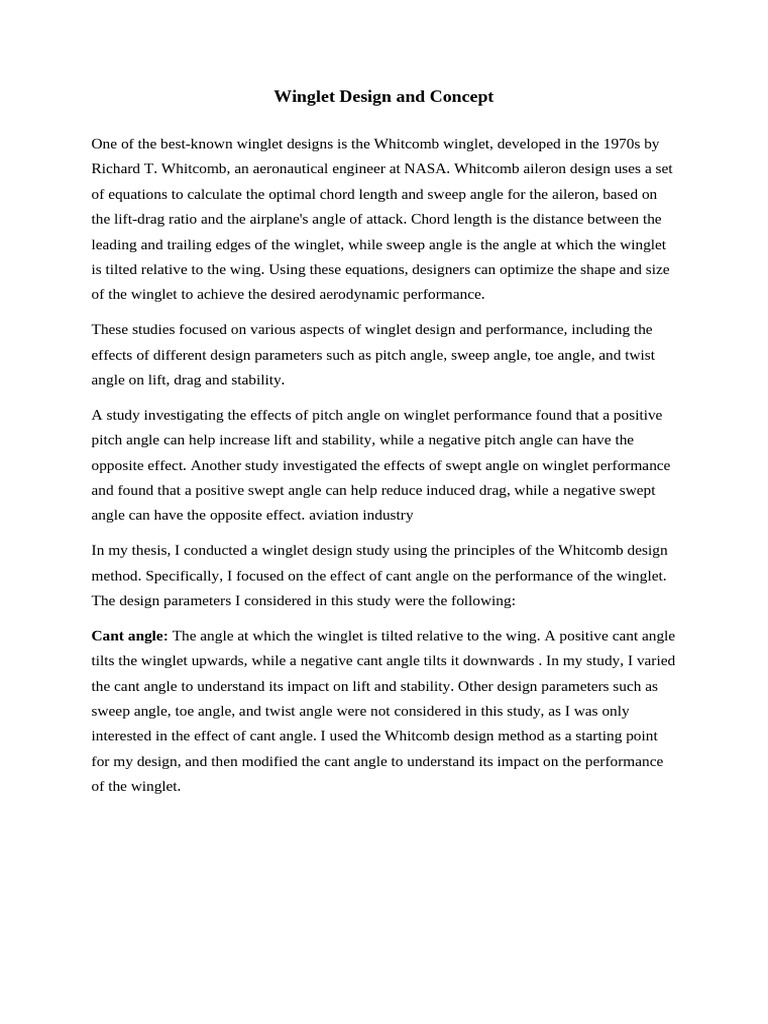 Winglet Design: Impact of Cant Angle | PDF