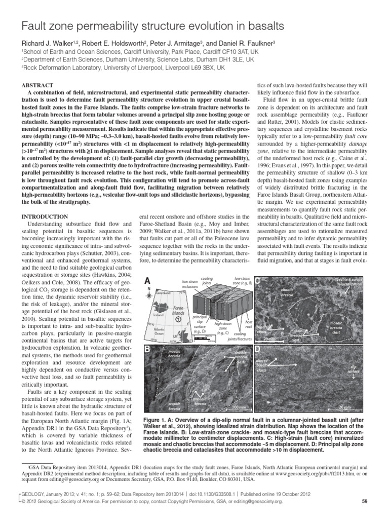 Fault Permeability in Basalt Sequences | PDF | Basalt | Fault (Geology)