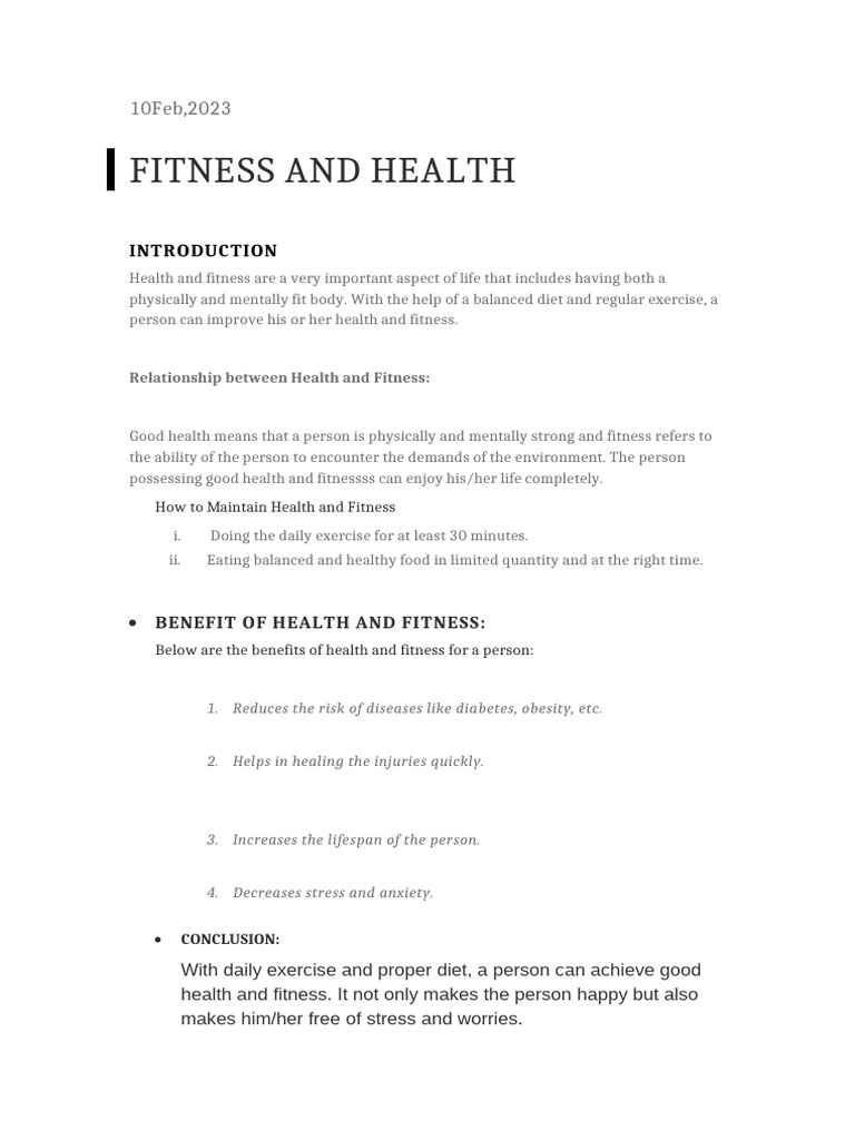 Fitness and Health | PDF
