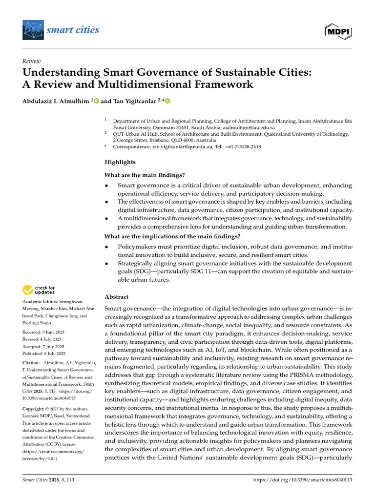 Understanding Smart Governance of Sustainable Cities | PDF | Governance ...