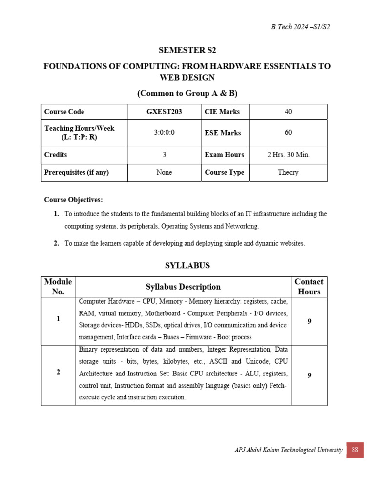 Foundations of Computing Course Syllabus | PDF | Computer Data Storage ...