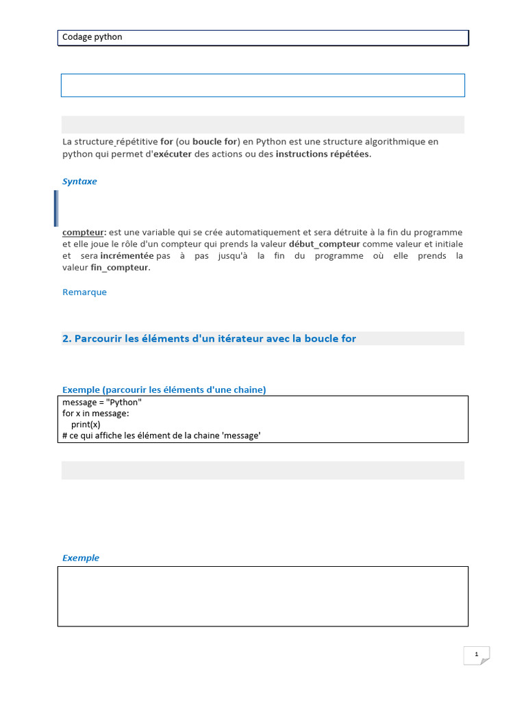 Boucles For et While en Python | PDF