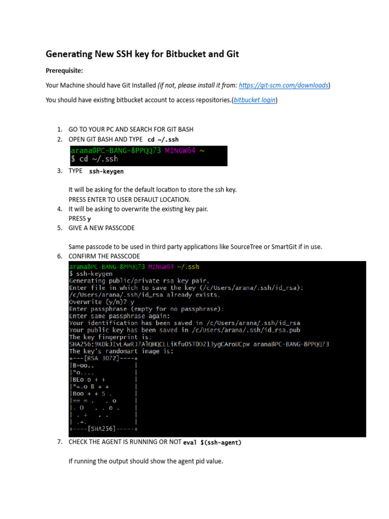 Generate SSH Key for Bitbucket Access | PDF