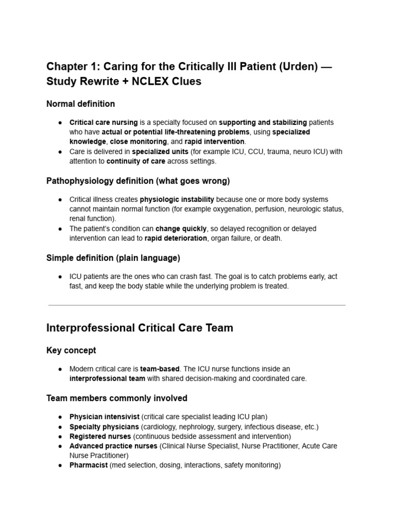 Critical Care Nursing Essentials Guide | PDF | Intensive Care Medicine ...