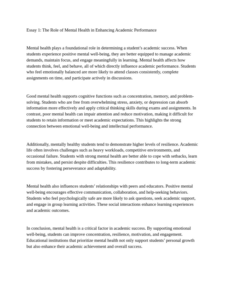 Mental Health's Impact on Academic Success | PDF