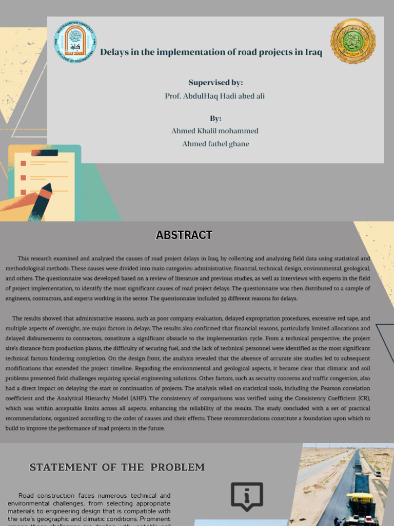 Causes of Road Project Delays in Iraq | PDF | Statistics | Questionnaire