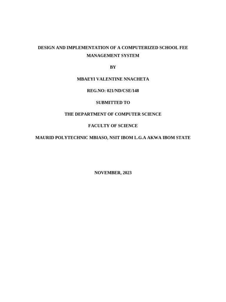 Computerized School Fee Management System | PDF | World Wide Web ...