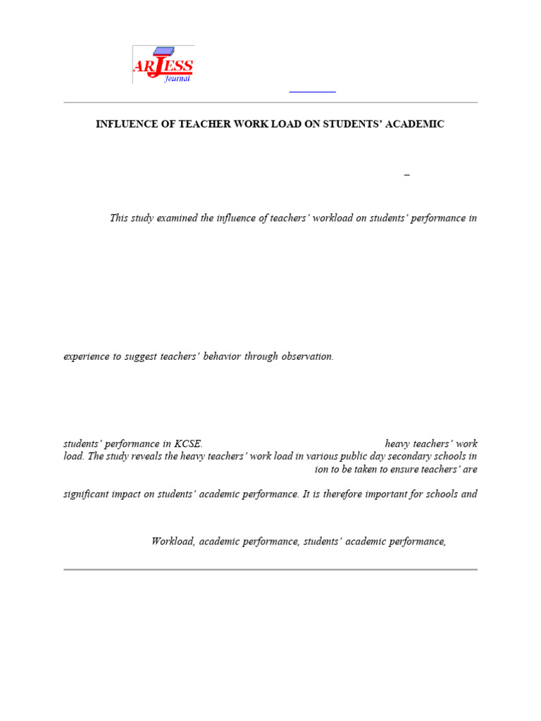 Teacher Workload Impact on Student Performance | PDF | Survey ...