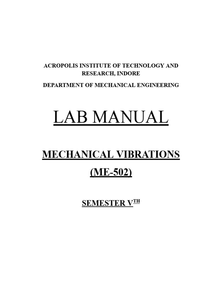 Mechanical Vibrations Lab Manual | PDF | Pendulum | Damping