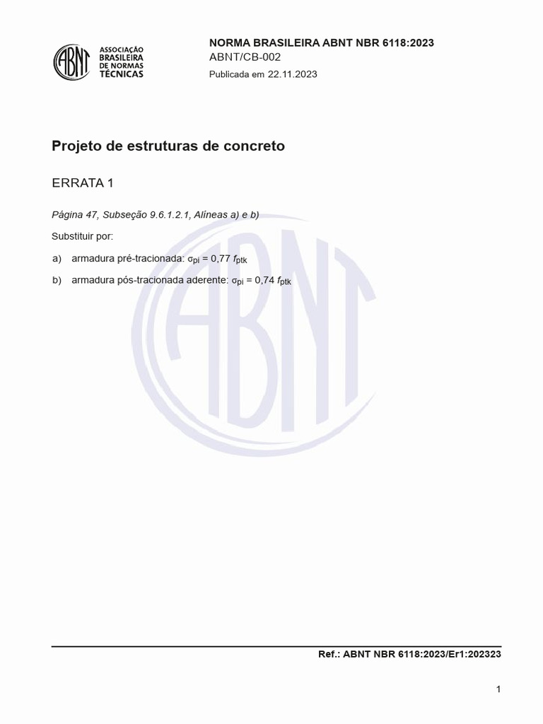 Errata ABNT NBR 6118:2023 | PDF