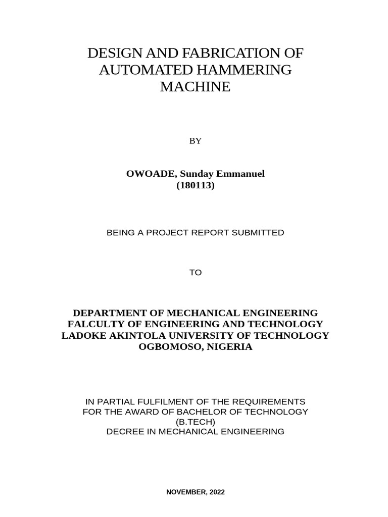 Automated Hammering Machine Design | PDF | Machines | Welding