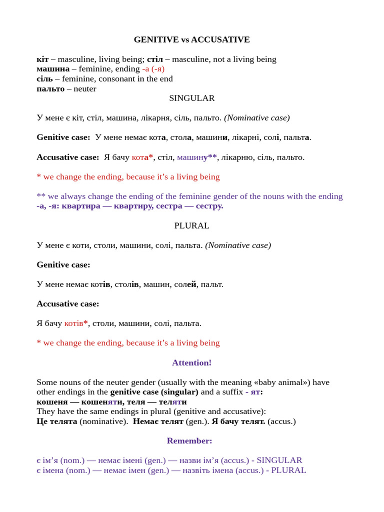 Accusative Vs Genitive | PDF