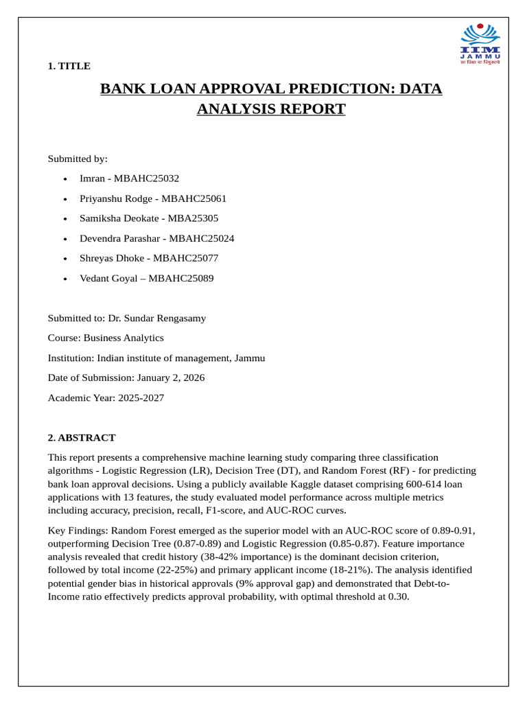 Bank Loan Approval Prediction Analysis | PDF | Receiver Operating ...