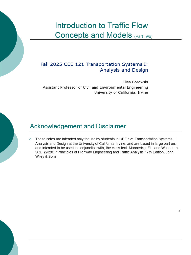 Traffic Flow Concepts and Models Overview | PDF