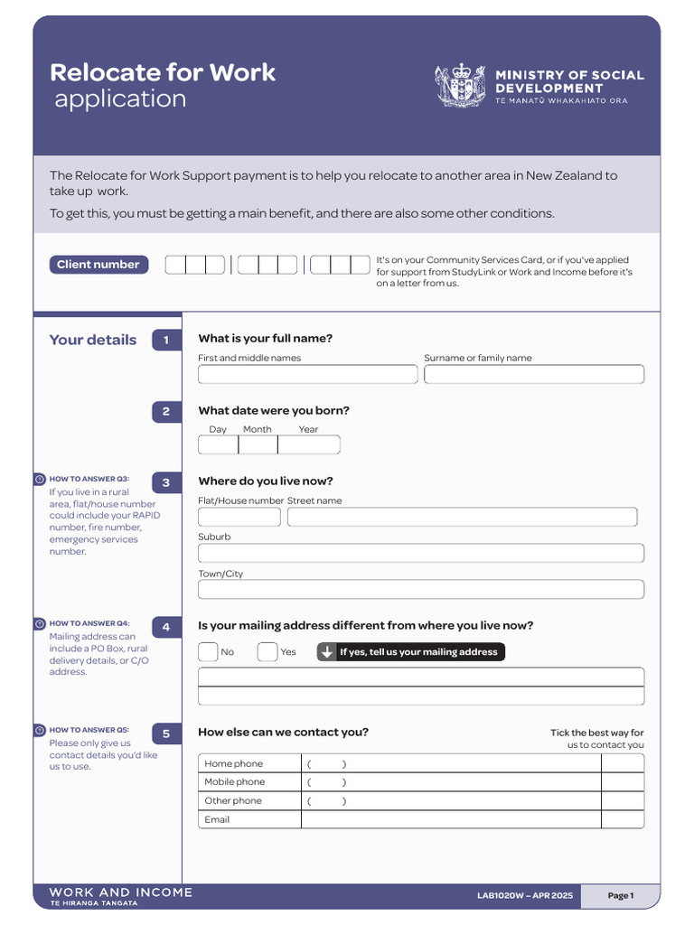 Relocate for Work Support Application Form | PDF | Money | Economies