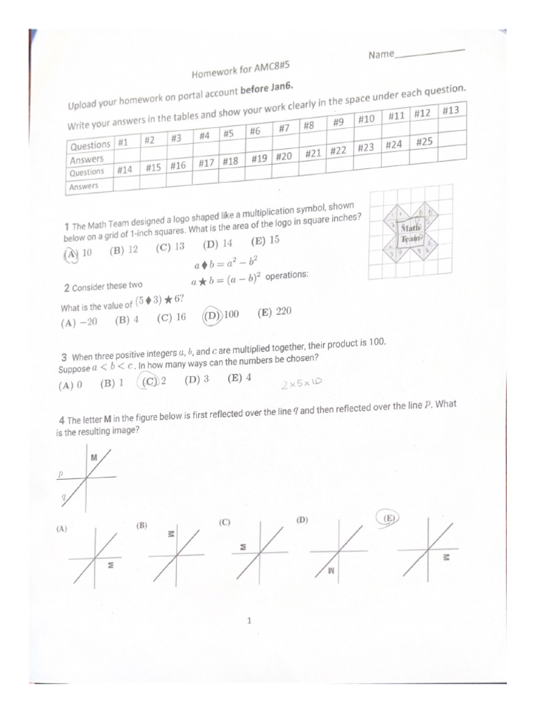 Homework for AMC8#5 | PDF