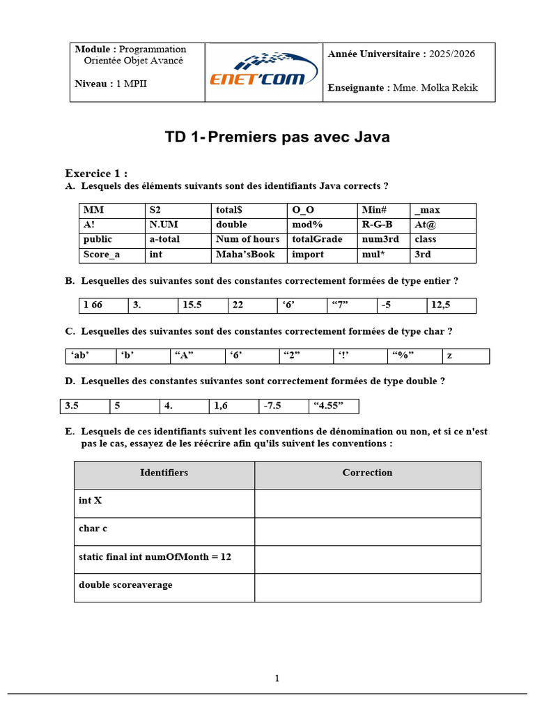 Exercices de Programmation Java Avancée | PDF | Programmation ...