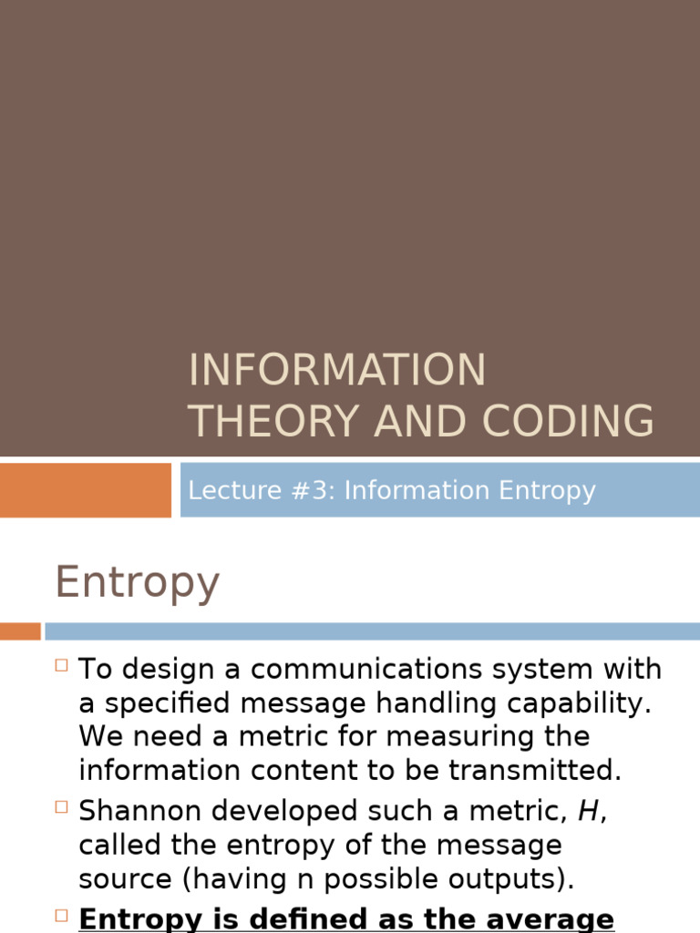 L3. Information Intropy | PDF | Entropy | Telecommunications Engineering